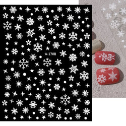 3D Gold Glitter Snowflake Nail Sticker Winter Reflective Elk Star Balloon Christmas Tree Foil Xmas New Year Decal Tips Decoratio (ONLINE ORDER ONLY)