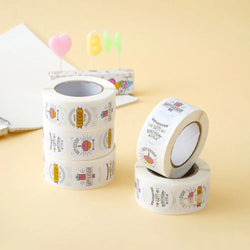 100-500pcs Round Happy birthday Labels Kraft Paper Sticker Candy Bag Flower Gift Box Cake Boxes and Packaging Wedding Stickers (ONLINE ORDER ONLY)