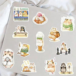 55pcs Hello Cute Hamster Stickers Suitcase Skateboard Guitar DIY Laptop Waterproof Sticker Aesthetic PVC School Stationery ﻿ (Online Order Only)