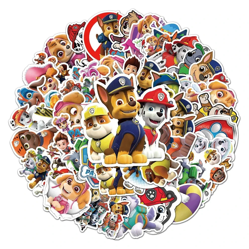 10/30/50PCS Cool Cute PAW Patrol Stickers PVC Decal Decoration Phone Skateboard Luggage Fridge Graffiti Sticker Toy Gift for Kid (ONLINE ORDER ONLY)