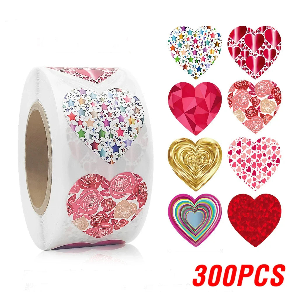 100-500pcs Color Valentine's Day Heart Sticker Birthday Gift Packaging Seal Sticker Party Invitation Decor Sticker Baking Label (ONLINE ORDER ONLY)
