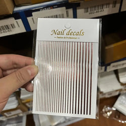 1Pc Laser Silver Gold Lines Stripe Nail Sticker Metal Strip Luxury Nails Slider Self Adhesive Slider Papers Transfer Stickers *& (Online Order Only)