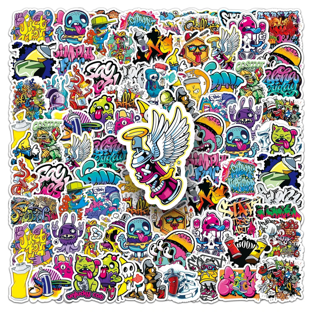 50Pcs Cartoon Graffiti Waterproof Vinyl Stickers for Skateboard Snowboard (Online Order Only)