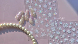 Flying Snowflakes Cold Winter Geometric Hexagon Star Romantic Adhesive Nail Art Stickers Embossment Rhinestone Manicure Decals (ONLINE ORDER ONLY)