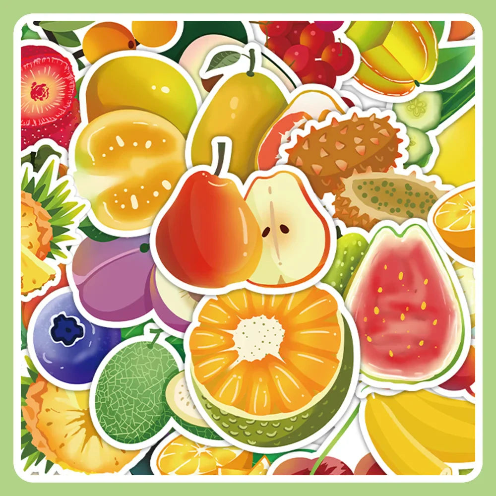 Fruit Cartoon Stickers for Phone Laptop Luggage Skateboard - 10/30/60PCS Fun Gift for Kids (Online Order Only)