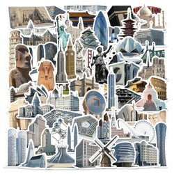 World Landmark Cartoon Stickers - 10/30/65pcs for Laptop, Guitar, Luggage, Car Decoration (Online Order Only)