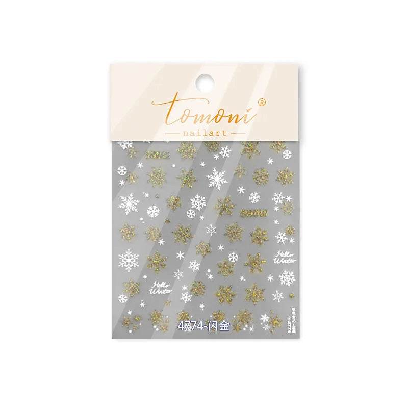 Shiny Pink Silver Hot Stamping Snow Adhesive Nail Art Sticker Snowflake Rhinestone Manicure Decal Nail Supplies for Professional (Online Order Only)