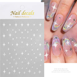 1 Sheet Star Nail Art Stickers 3d Self Adhesive Nail Decals Black White Golden Silver Color Star Design Nail Supplies Accessory (ONLINE ORDER ONLY)
