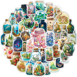 10/30/50pcs INS Style Bottle World Animal Plant Cartoon Stickers Aesthetic Water Bottle Laptop Decoration Cute Sticker Kids Toy (ONLINE ORDER ONLY)