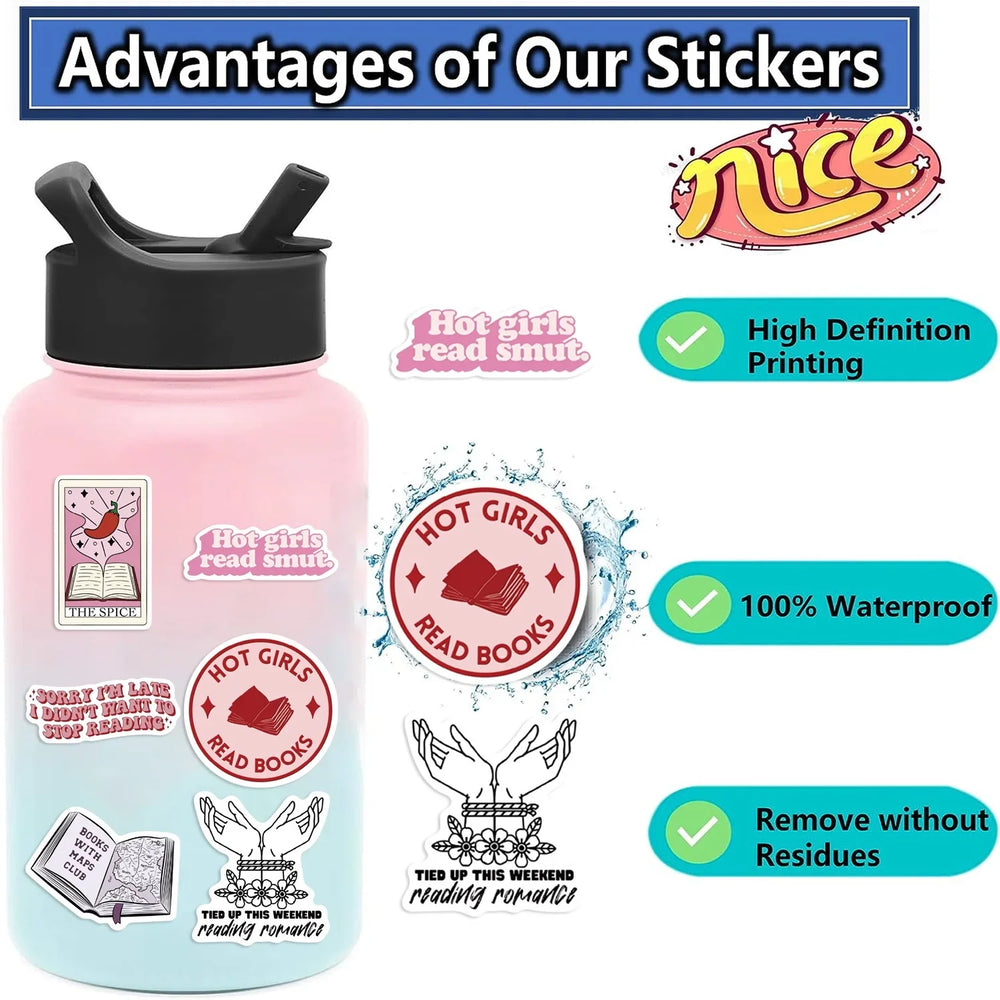 10/52pcs Cool Bookish Smut Reading Book Sticker Packs (ONLINE ORDER ONLY)