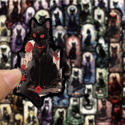 10/30/50pcs Gothic Dark Black Cat Moon Aesthetic Stickers Cool Goth Decals Skateboard Laptop Phone Car Decoration Sticker Toys (ONLINE ORDER ONLY)