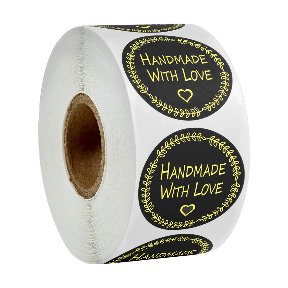 100-500pcs Round Natural Hand Made Stickers Seal Labels Cute Sticker For Cake Packaging Labels Sticker Stationery (Online Order Only)