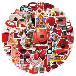 Cute Red Cartoon Stickers for Notebook Phone Guitar Fridge Suitcase Car Kids DIY Gift (10/30/50pcs) (ONLINE ORDER ONLY)