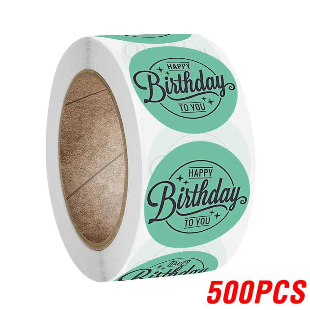 100-500pcs Cute Happy Birthday Sticker Birthday Gift Decoration Label Sealing Balloon Cake Label Packaging Scrapbook Sticker (Online Order Only)