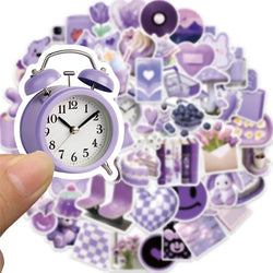 10/30/56PCS Cartoon Purple PVC Sticker Aesthetic Children's Korean Decoration Scrapbooking Stationery School Supplies for Kids (Online Order Only)