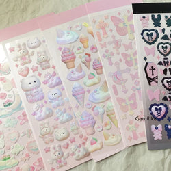 Cute Star Moon Rose Series Laser Stickers Hand Account Idol Card DIY Material Decorative Sticker Personalized Korean Stationery (ONLINE ORDER ONLY)