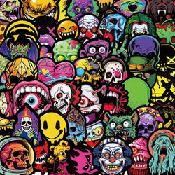 10/50Pcs Funny Gothic Skull Ghost Face Stickers Decals Toy DIY Laptop Skateboard Phone Luggage Guitar Helmet Waterproof Sticker (ONLINE ORDER ONLY)