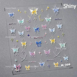 Green Blue Glass Butterfly Lily Flowers Star Line Water Droplet Charming Shiny Self Adhesive Nail Art Stickers Manicure Decals (ONLINE ORDER ONLY)