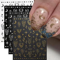 4pcs Roman Letter Design Nail Stickers Golden/Silvery/Black/White Alphabet Design Self Adhesive Decal English Words DIY Manicure (Online Order Only)