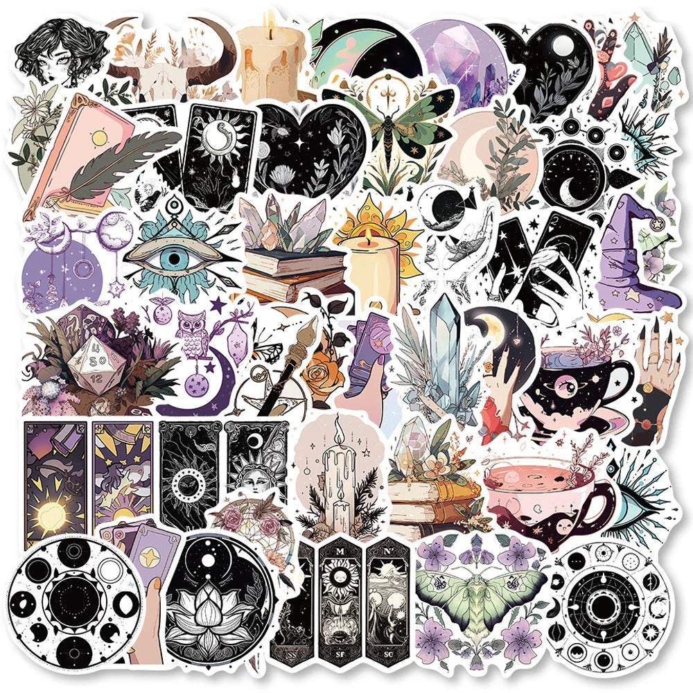 Boho Witchy Magic Crystal Stickers Waterproof Laptop Skateboard Car Phone Toy 10/30/50pcs (Online Order Only)