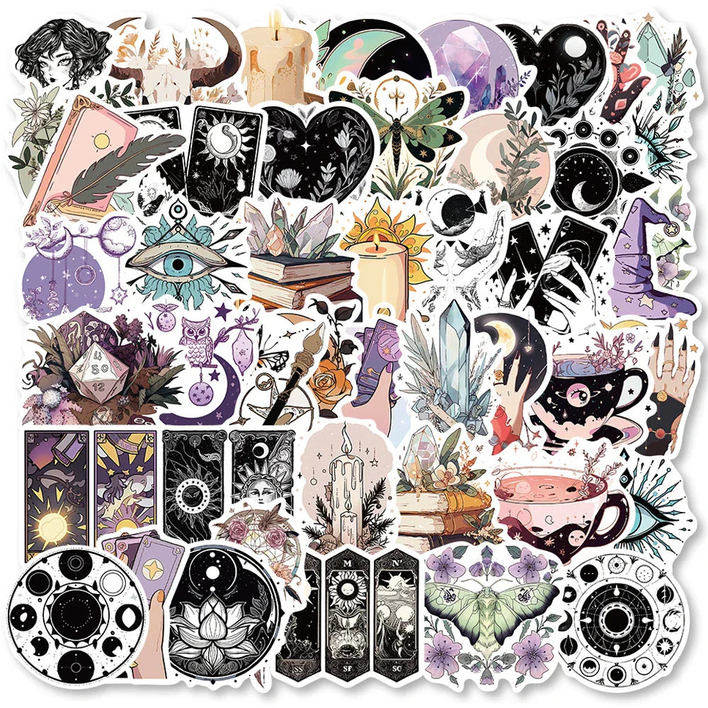 Boho Witchy Magic Crystal Stickers Waterproof Laptop Skateboard Car Phone Toy 10/30/50pcs (Online Order Only)