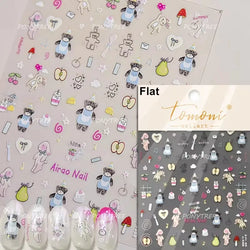 Cute Bear Star Dog Bowknot Love Heart Good Night Bone Bread Flower Self Adhesive Nail Art Decorations Stickers Manicure Decals (Online Order Only)