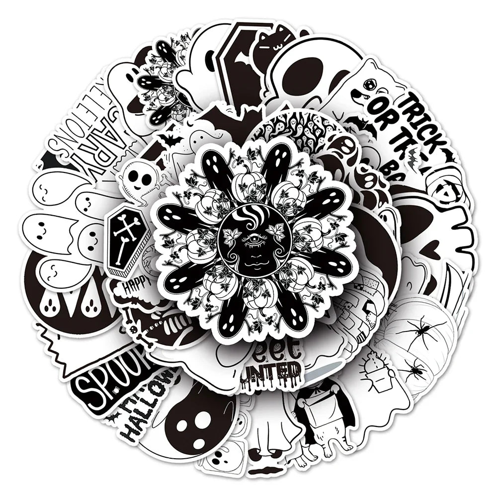 10/30/50PCS Cute Halloween Stickers Kawaii Ghost Decals DIY Decoration For Skateboard Phone Helmet Bike Cartoon Sticker Kids Toy (ONLINE ORDER ONLY)