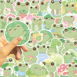 50Pcs Energetic Frog Stickers Waterproof Cute Animals Sticker Scrapbooking Skateboard Luggage Water Bottle Decals (ONLINE ORDER ONLY)