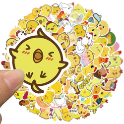 50/100pcs Cute Cartoon Little Yellow Chicken Stickers For Laptop Phone Water Bottle Waterproof Graffiti Bicycle Car Decals (ONLINE ORDER ONLY)