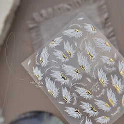 White Black Wings Feather Angel Demon Devil Dreamy Hot Stamping English Letter Adhesive Nail Art Stickers Manicure Tool Decals (Online Order Only)