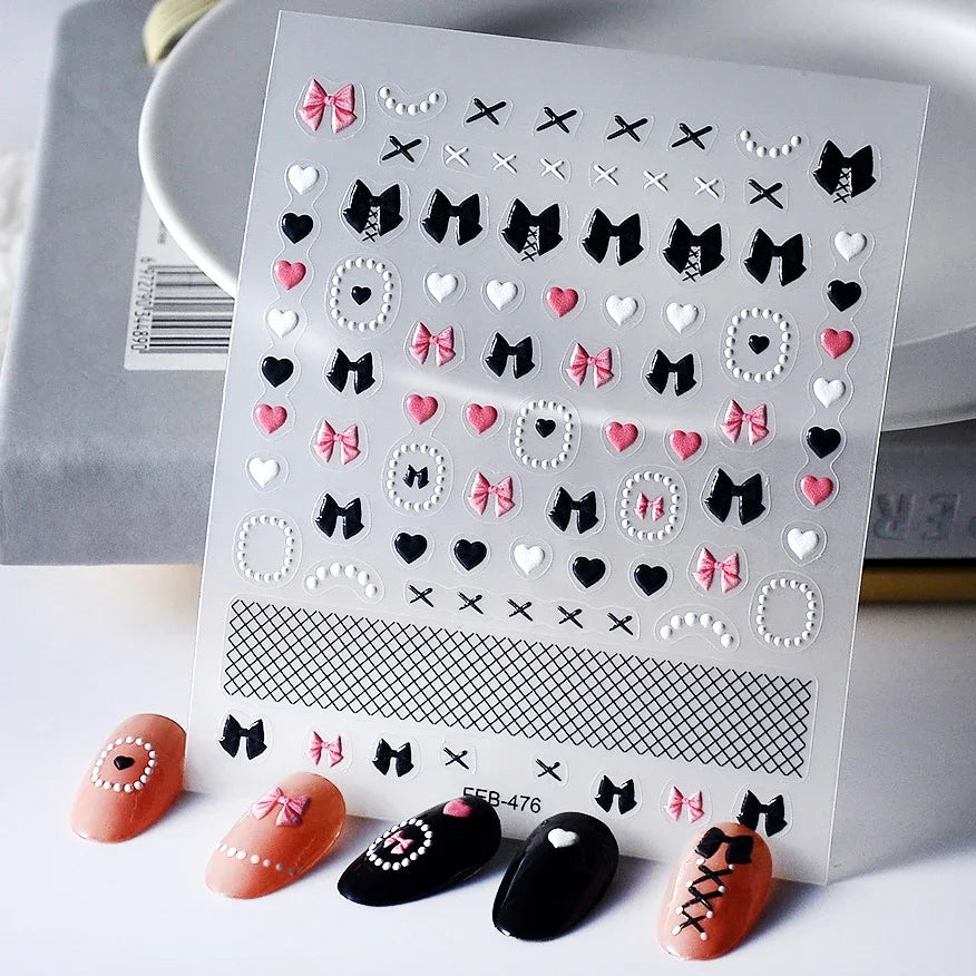 Chic Dragonfly Spider Insect Butterfly 3D Self Adhesive Nail Art Decoration Sticker Heart Puppy Flower Manicure Decal Y2K Flower (ONLINE ORDER ONLY)