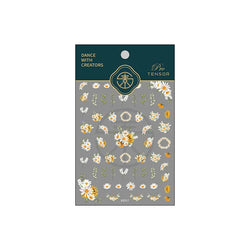 White Daisy Sunflower Green Leaves Wreath Garland Flower Cluster Bouquet Flat Adhesive Nail Art Sticker Manicure Decals Supplies (Online Order Only)