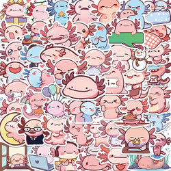 Kawaii Pink Axolotl Stickers Cute Cartoon Decals Scrapbooking Stationery PVC (Online Order Only)