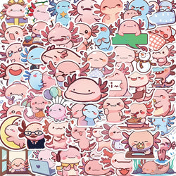 Kawaii Pink Axolotl Stickers Cute Cartoon Decals Scrapbooking Stationery PVC (Online Order Only)