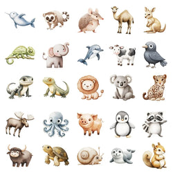 10/30/50PCS 3D Simple Animal Sticky PVC Sticker Aesthetic Children's Stationery DIY Decoration Scrapbooking School Supplies (ONLINE ORDER ONLY)
