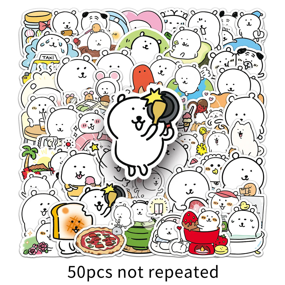 10/30/50PCS Kawaii Animal Stickers Cute JokeBear Sticker Cartoon Kids Toys Luggage Laptop Guitar Car Bike Skateboard DIY Decals (ONLINE ORDER ONLY)