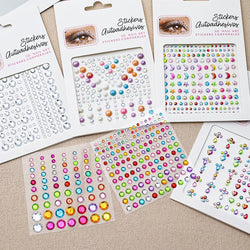 5Pcs Coloful Glitter Face Jewelry Sticker Crystal Eye Body Face Jewels Bady Makeup Tools Temporary Self-Adhesive Nail Rhinestone (ONLINE ORDER ONLY)