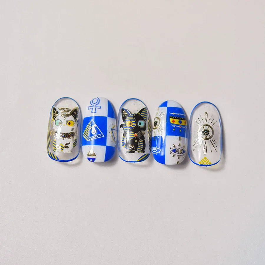 Mysterious Egyptian Cat Totem Eye Symbol Black Pharaoh Kitty Paw Sun Self Adhesive Nail Art Stickers Manicure Decals Wholesale (Online Order Only)