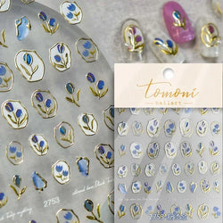 Chic Retro Rose Photo Frame Dried Flower Petal Self Adhesive Nail Art Stickers 5D Hot Stamping Relief Rhinestone Manicure Decals (Online Order Only)