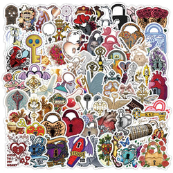 Retro Gothic Keys Locks Stickers Pack - Waterproof DIY Motorcycle Skateboard Laptop Car Bike Decals (ONLINE ORDER ONLY)