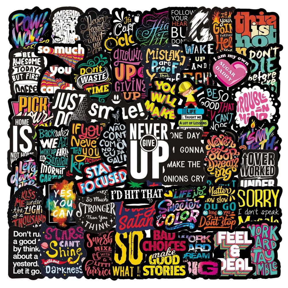 50pcs Motivational Phrase Stickers Encouragement Inspirational Quotes Scrapbook Stationary Office Study Room Sticker Decal (ONLINE ORDER ONLY)