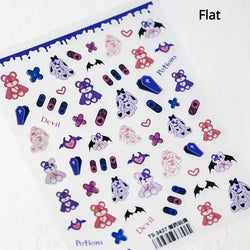 Cat Eye Shiny Blue Purple Spider Cross Love Heart Star Snake Web Jelly Thrilling Nail Art Stickers Manicure Decals Halloween (ONLINE ORDER ONLY)