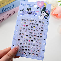 1pc 5D Cartoon Nail Art Stickers Waterproof Matte Finish with Kuromi, Cinnamoroll & Hello Kitty Designs Perfect for DIY Manicure (Online Order Only)