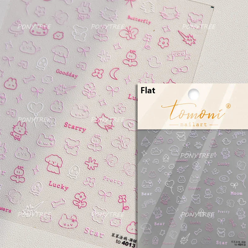 Worker's Speech Chinese Characters Abstract Comics Vivid Patterns Adhesive Nail Art Stickers Satirical Writing Manicure Decals (Online Order Only)