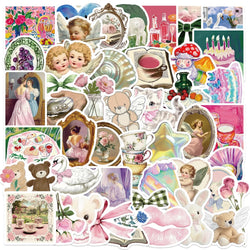 50Pcs Mystery Labels Stickers Retro DIY Aesthetics Waterproof Decals For Suitcase Scrapbooking Laptop Sticker (Online Order Only)