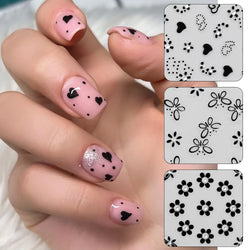 30pcs Black Flowers Nail Art Stickers 3D Self Adhesive Daisy Floral Nail Tips Design Decals Manicure Supplies For Women & Girls* (ONLINE ORDER ONLY)