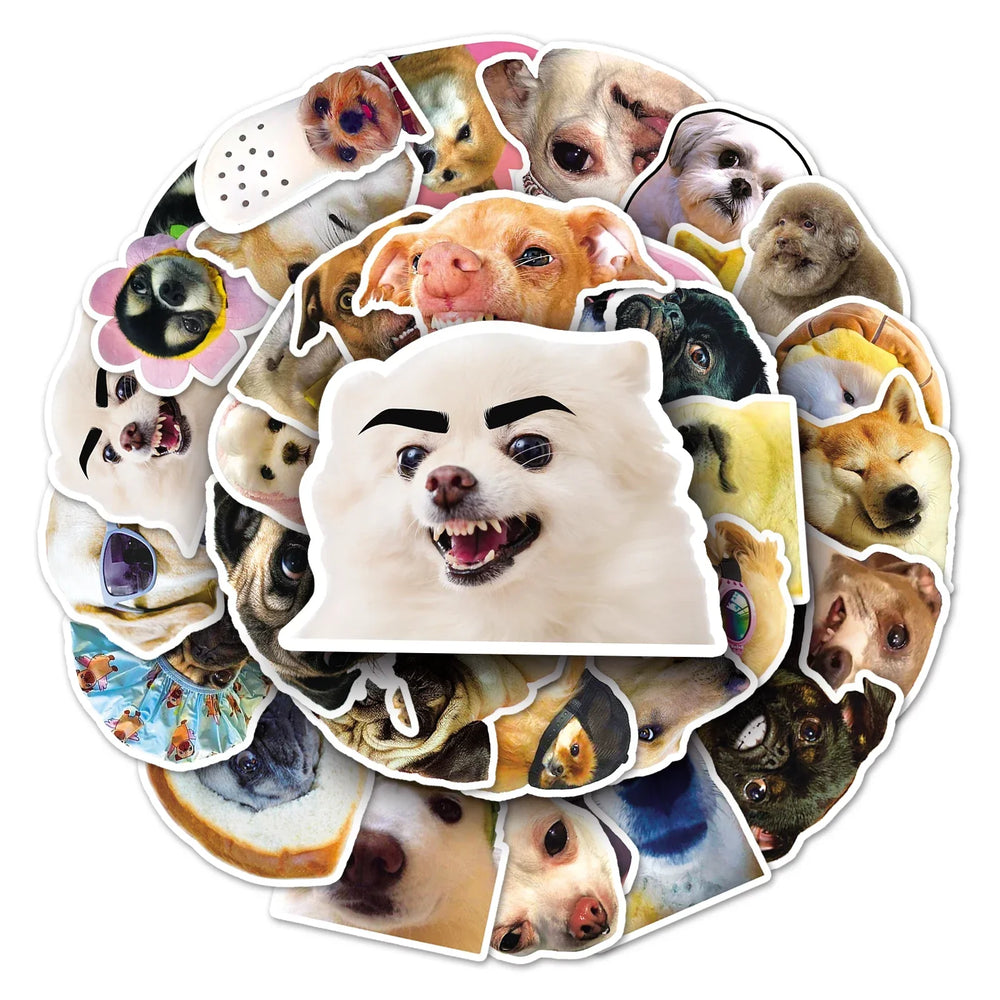 50Pcs Dog Emoji Cartoon Waterproof Vinyl Stickers for Skateboard Snowboard (ONLINE ORDER ONLY)