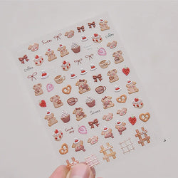 Bowknot Dog puppy Christmas Hat Strawberry Cake Food Coffee Cherry Love Heart Adhesive Nail Art Sticker Reliefs Manicure Decals (Online Order Only)