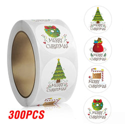 100-500pcs White Merry Christmas Sticker Holiday Party New Year Decoration Gift Box Seal Sticker Baking Label Packaging Sticker (ONLINE ORDER ONLY)
