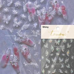 Charming Delicate Sapphire Color Blue Black Stroke Butterfly Jelly Relief Rhinestone Adhesive Nail Art Stickers Manicure Decals (Online Order Only)